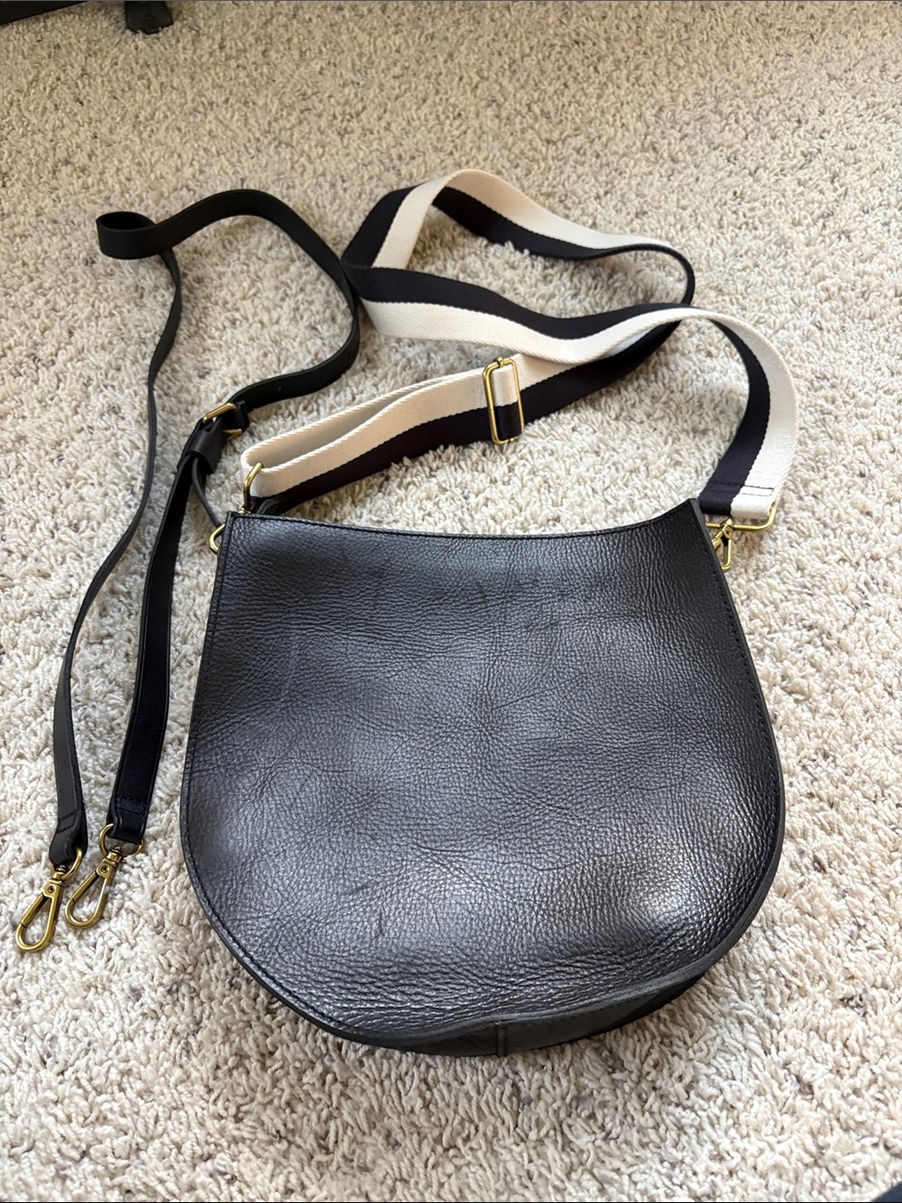 Madewell Transport Saddle Bag Black Leather EUC